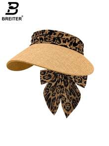 BREITER 1顶豹纹拼接抽绳透气遮阳帽，休闲度假款 - 蝴蝶結草帽 - 查看 10