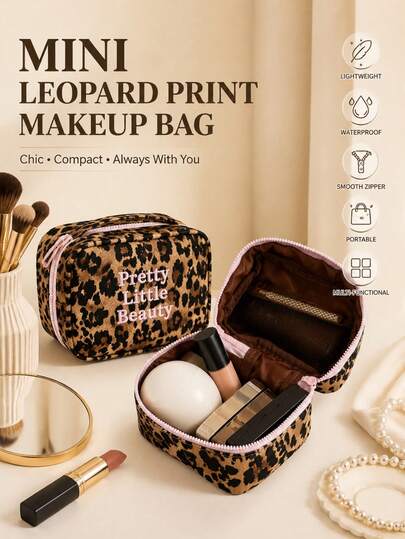 1 túi đựng mỹ phẩm mini họa tiết da báo, kiểu dáng Bohemian, nhẹ, chống thấm nước, làm từ vải mềm, túi đựng mỹ phẩm cầm tay dễ thương kiểu Hàn Quốc, thiết kế nhỏ gọn có khóa kéo, túi đựng mỹ phẩm đa năng, món quà lý tưởng cho phụ nữ và giáo viên, phù hợp cho sinh hoạt hàng ngày, tiệc tùng, du lịch và sử dụng ngoài trời.