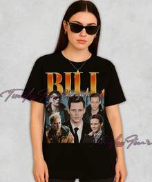 Bill Skarsgard Shirt, Bill Skarsgard Fan T-Shirt, Bill Skarsgard Retro Tees, Bill Skarsgard Vintage T-Shirt, Bill Skarsgard Sweatshirt Gift - 黑色 - 查看 6