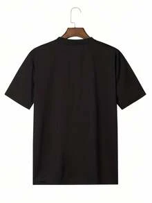 1 prenda de vestimenta para hombre de estilo vintage, hecha de tela de camiseta lavada de alta calidad de 180G, 100% algodón puro. Esta elegante camiseta presenta un diseño estampado creativo. 180g 100% Algodón - Negro - Ver 2