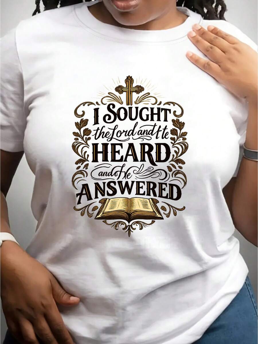 Camiseta inspiradora con diseño bíblico - Con el diseño característico "Él escuchó, él respondió", es un regalo significativo y alentador, un artículo imprescindible que es fácil de combinar, adecuado para todas las estaciones y un básico esencial para todo el año. - Blanco - Ver 1