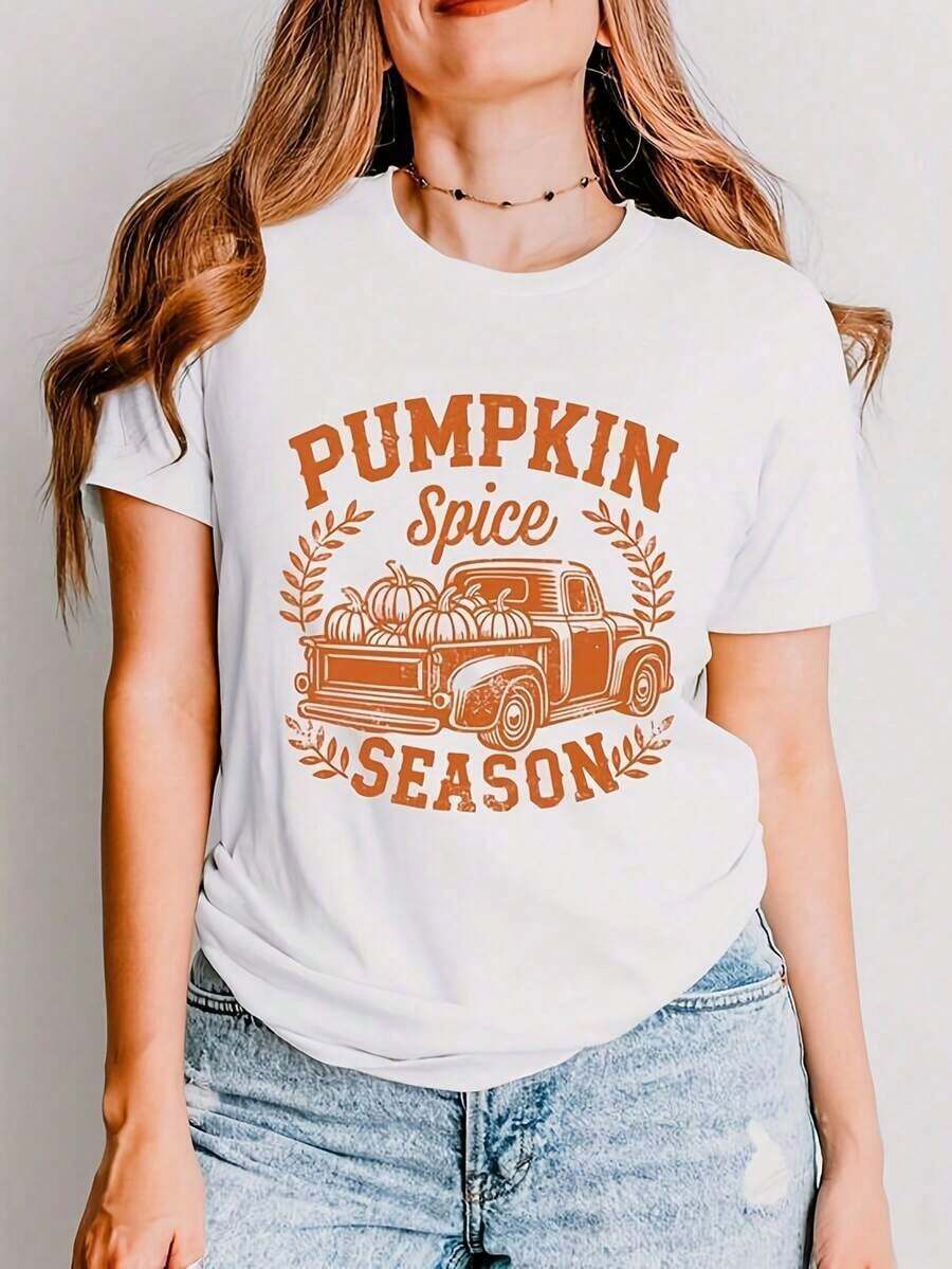 LooseCamiseta corta  Pumpkin Spice Sean Truck Di - L - Blanca. Camiseta de algodón grueso de 220 g para mujer. Preciosa camiseta blanca para mujer. Confeccionada en 100 % algodón puro, grueso y transpirable. Esta tela gruesa de 220 g ofrece comodidad y durabilidad. Perfecta para el verano, es ideal para el trabajo, el gimnasio, viajes, salidas informales, deportes al aire libre o para combinar en cualquier temporada. Una prenda básica versátil: ideal para la escuela, la ropa de calle o simplemente para relajarse en casa.Basic Crew Neck Cotton T-shirt for Women - Blanco - Ver 1