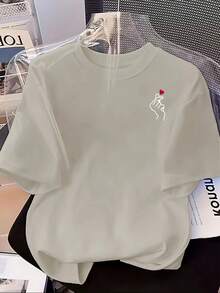 Camiseta Casual de Manga Corta y Cuello Redondo para Mujer, Edición Limitada,%. Perfecta para primavera y verano, una camiseta para el día a día. |   Camiseta con estampado gráfico |   Tela ligera, top casual de corte holgado para uso diario, transpirable y cómodo, imprescindible para todas las estaciones. Lavable aáquina   Algodón ligero - Negro - Ver 8