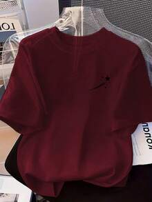 Camiseta de corte regular con estampado de fibra para mujer, camiseta de moda de manga corta con cuello redondo para primavera/verano, top casual de moda, atuendo diario casual de verano. - Negro - Ver 8