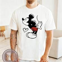 Mickey Minnie Kissing Couples Valentine's Day Shirt, Disney Matching Valentine's Day Shirt, Disney World Valentine's Anniversary Shirt  Disney Oversized T-Shirt - 男士T卹 - 查看 2