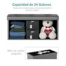 Banco Almacenamiento Plegable 110L, Otomana Plegable, Impermeable, Carga de 300 kg, 76 x 38 x 38 cm, Puf Organizador Multifuncional para Sala, Dormitorio o Entrada - Gris - Ver 4