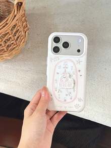 Cute Hand-Painted 3D Dog Clock Phone Case, Compatible With Apple 17 ProMax, Korean Style 16 Pro New Model 17, Creative Protective Cover For IPhone 15 Pro, 14 - Pink - View 6