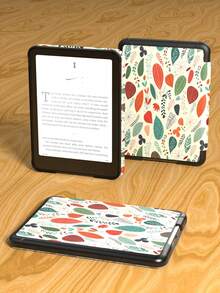 Plant Kindle Protective Case Is Suitable For Kindle 6'' 11th(2022-2024 Generation)10th 2019 Generation.Kindle Paperwhite 5/6/7th(2012-2015 Generation)10th 2018 Generation 7'' 12th 2024 Generation.6.8'' 11th 2021Generation. Stylish And Minimalist Design For E-Books. Made Of PU Leather And TPU Material.Colours - Leaves - View 3