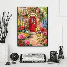 1 buah Kit Seni Berlian DIY, Pola Bunga, Kit Kerajinan Seni Mosaik Berlian Bulat, Cocok Untuk Pemula, Dekorasi Dinding Rumah, Hadiah Unik, Tanpa Bingkai - Tanpa Bingkai - View 2
