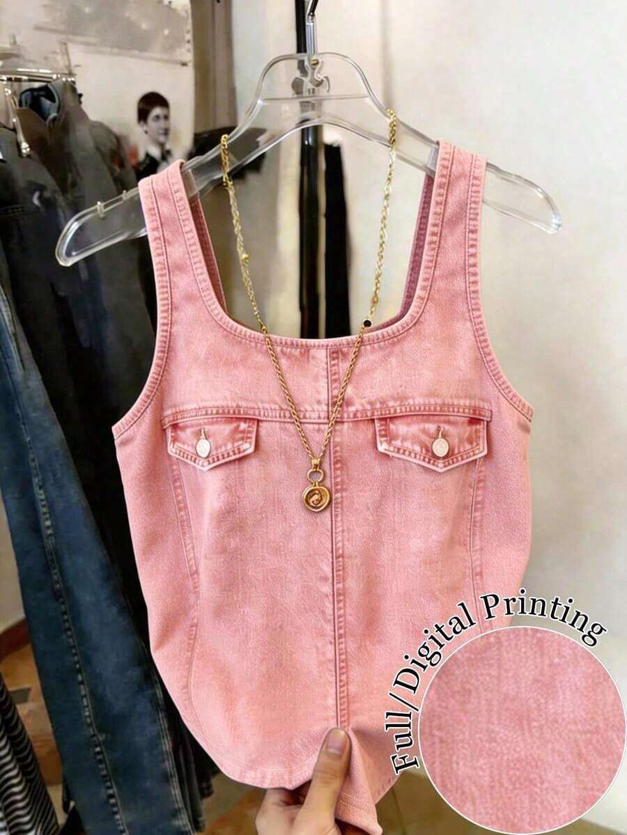Nueva llegada Camiseta de tirantes ajustada de algodón versátil y casual para uso diario para mujeres - Multicolor 3 - Ver 1