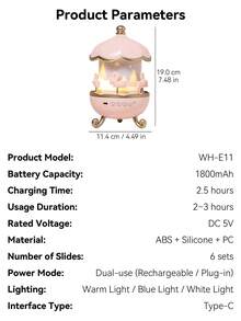 1pc OneFire Music Box Star Projector Night Light, RGB Ambient Lamp, Comes With 6 Projection Slides And Bluetooth Speaker, Creative Gift For Children And Girls Bedroom Decor - View 4