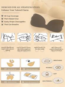 1/2 Pcs Type Invisible Bras Push-Up , Summer Strapless Bras Lingerie For Women Sticky Bra,Suitable For Bikini For Strapless Evening Dresses - Multicolor - View 10