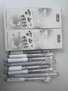 4支/套 [Mura Muraku] 蜜桃粉色心形中性笔，0.5mm黑色墨水，可爱甜美，情人节，学生及办公用品 - 慕樂-唯美蝴蝶 - 查看 13