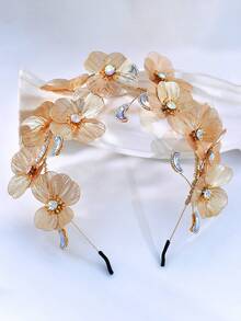 1pc Women's Hair Accessory, Rhinestone Headband, Bridal Hair Accessory, Wedding Banquet And Ball Hair Accessory, Wedding Accessory, Summer Hair Accessory - Gold - View 6