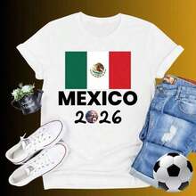 1 Camiseta de México para Hombre y Mujer, Camiseta de Moda de la Copa Mundial, Camiseta de Fanático del Fútbol, El Tri, Regalo para Amantes del Fútbol Mexicano, Ropa para Hombres y Mujeres, Ropa para Aficionados al Fútbol, Camisetas de Mujer - Blanco - Ver 1