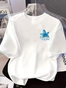 Camiseta Casual con Estampado Floral para Mujer - Diseño Único, Mangas Cortas, Cuello Redondo, Hecha de Tela Ligera, Ideal para Primavera y Verano, Camisetas para Mujer - Blanco - Ver 1