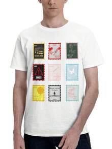 Unisex Bangtan Sonyeondan Iconic Songs Stamp Collage Graphic T-Shirt, K-Pop Fandom Collectible Print Casual Short Sleeve TeeRopa Hombre Cosas Para Hombre Ropa De Mujer Women Clothing Casual Blusas Bonito - Blanco - Ver 8