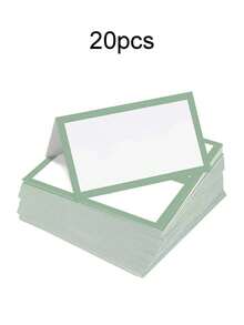 1/20/40 pezzi Biglietti segnaposto piegati verde salvia, biglietti segnaposto con bordo verde perfetti per la stagione dei matrimoni, feste di compleanno, biglietti di ringraziamento, etichette per buffet, tavoli da banchetto, feste cocktail, biglietti di benedizione, biglietti segnaposto in carta kraft - Verde - Visualizzare 11