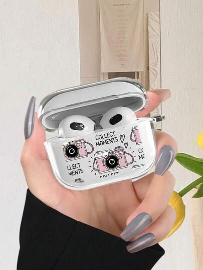 Ốp tai nghe cá nhân hóa thời trang và đa năng, màu hồng, họa tiết in 2D với câu nói "Thu thập khoảnh khắc chụp ảnh", sáng tạo và phong cách, thích hợp làm quà tặng cho bạn gái, bạn thân, vợ, người yêu, dì, sếp, chị gái, người yêu, bạn cùng lớp, giáo viên, quà sinh nhật, quà lễ hội. Chất liệu trong suốt và mịn màng, bảo vệ toàn diện, chống bụi và chống nước, vỏ mềm, phù hợp với tai nghe 2/3/4/PRO/PRO2/PRO3.