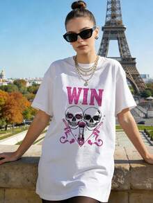 Camiseta de manga corta con cuello redondo suave y casual de verano para mujer, tops para salir, algodón, vintage, estilo callejero europeo y americano, casual deportivo, estilo unisex, estilo casual urbano, tops bonitos, Gen Z, curvas, ropa Y2K, camisetas divertidas, tops para damas, conjuntos de vacaciones para mujer, top lindo, camiseta gráfica, conjuntos de primavera, camisetas holgadas, ropa de calle retro, estilo de los 90, estilo de los 2000, subcultura, top negro, tops blancos, atuendo de fiesta de los 90. Blanco - Blanco - Ver 3
