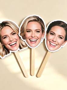 Face On Stick, Number Head On Stick, Printable Big Head Cutouts, Funny Groom Face Fan, Bachelorette Party Gift, Personalized Fun Party Decor - Multicolor - View 7