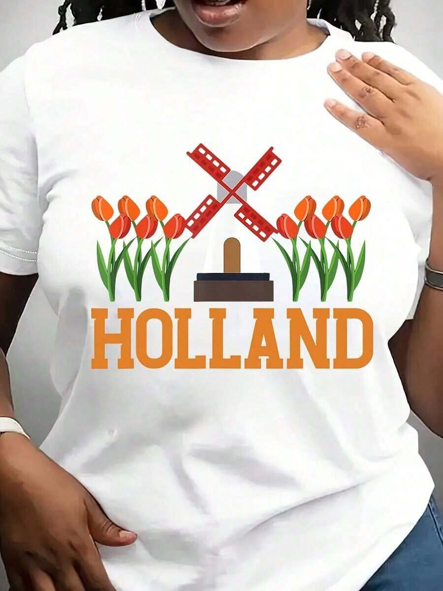 Camiseta Holland Mill Tulips Amsterdam Países Bajos - Camiseta - Blanco - Ver 1