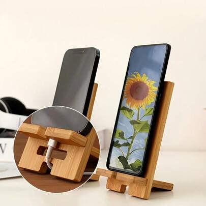 1 Giá đỡ gấp gọn di động - Làm bằng tre, giá đỡ điện thoại/máy tính bảng có thể tháo rời và điều chỉnh, thiết kế sáng tạo và dễ sử dụng, nhỏ gọn và nhẹ, phù hợp cho gia đình, văn phòng hoặc du lịch, phụ kiện du lịch | Phụ kiện hiện đại | Giá đỡ đa năng