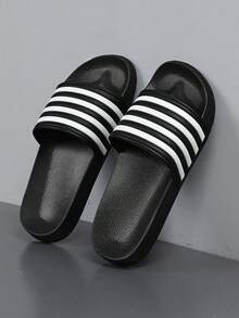 Sandalias para hombres, zapatillas deportivas de moda para hombres, suela de EVA gruesa y duradera, zapatos casuales ligeros para interiores y exteriores, calzado casual de verano para playa y exterior con diseño slip-on - Negro - Ver 3