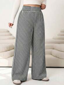 Pantalones casuales nuevos para otoño/invierno 2025, adecuados para salidas, uso diario casual, fiestas, ir al trabajo, volver al colegio, citas, hogar, fiestas de cumpleaños y múltiples ocasiones.Corte relajado, cintura elástica, pierna ancha, - Blanco y Negro - Ver 4