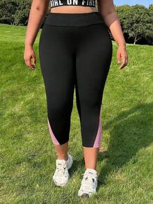 Leggings de cintura ancha de malla en contraste - Multicolor - Ver 3
