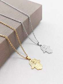 1 chiếc mặt dây chuyền hình mắt quỷ và lòng bàn tay Fatima bằng thép không gỉ mạ vàng 18K, dây chuyền đeo xương đòn thanh lịch. - Nhiều màu - Xem 6