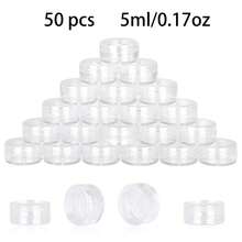 50 de recipiente pentru mostre de 3/5g, borcane goale din plastic pentru cosmetice, potrivite pentru fard de pleoape, pudră de unghii, bijuterii, cosmetice, balsam de buze, luciu de buze, cremă, loțiune etc., mini recipiente pentru mostre, cutii mici rotunde transparente din plastic pentru balsam de buze, loțiune, pudră etc. - clar - Vizualizare 14