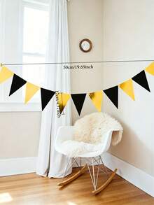 Black & Gold Party Decoration Triangle Flag Banner, Metallic Fabric Colorful Flag String, Suitable For Birthday, Graduation, Anniversary, Wedding, New Year, Engagement Party Supplies - Multicolor - View 9