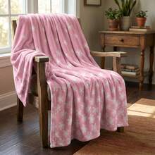 Spring & Summer Flannel Blanket, Soft Plush Comfortable Flannel Blanket With Pink Watercolor Floral Pattern, Suitable For Sofa, Bed, Rest, An Ideal Gift For Family And Wife - Multicolor - View 3