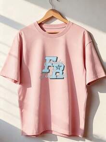 American Style Casual Short Sleeve T-Shirt, Fashionable Short Sleeve T-Shirt For Spring And Summer 2026, Made In Mexico, 180 Grams. Cartoon Print, Couple Design, Suitable For Indoor Or Outdoor Wear. Crew Neck, Unisex, Ideal For Office And Leisure. One-Piece Pack. - PK-P631577SLNDXZGY573 - 查看 1