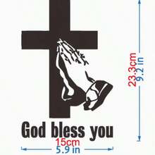 2D Flat Sticker "God Bless You" Christian Car Decal - Durable Vinyl Material, Praying Hands Design, Suitable For Rear Window Or Exterior Decoration - Fits Most Sedans And SUVs, 2D Flat - A - View 2