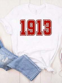 Camiseta 100% Delta Sigma Theta 1913, Estilo Vintage de los 90s Y2K, Cuello Redondo Casual, Lavable a Máquina, Comodidad para Todas las Temporadas, Camiseta Casual para Uso Diario, Regalos de Pascua y Día de la Madre, Ropa de Verano, Camisas, Camisas para Mujer, Playeras, Playeras de Mujer, Vintage, Ropa de Pascua para Mujer - Estilo - Ver 1