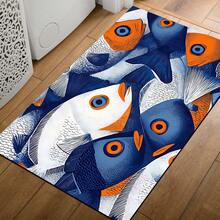 1pc Abstract Fish School Pattern Silica Gel Carpet, Easy To Clean, 3D Printed Rectangular Rug, Suitable For Entryway, Living Room, Kitchen, Bedroom, Hallway, Bathroom, Laundry Room - Polyester Carpet, Suitable For Indoor And Outdoor Home Decor - Multicolor - View 2