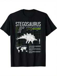 Camiseta para hombre con estampado de dinosaurios - Stegosaurus, Velociraptor, Spinosaurus y más - Dise?o oficial de la película - Tejido suave y transpirable para uso casual y al aire libre, ropa de - Negro - Ver 1