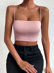 Top corto de color sólido ChicEase - Rosa Pálido 2 - Ver 7