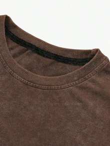 Y2K style,Fashionable styel,2026 newest,cute style,Causal style,blusas para mujer>ropa.YUNCHIC - Estilo casual lavado para hombres, diseño de patrón de dibujos animados creativos, cómoda manga corta adecuada para uso al aire interior en verano230g(S-XXXL) - Café integral - Ver 3