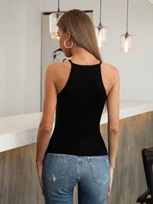 Top Halter Con Inserciones De Malla - Negro - Ver 2
