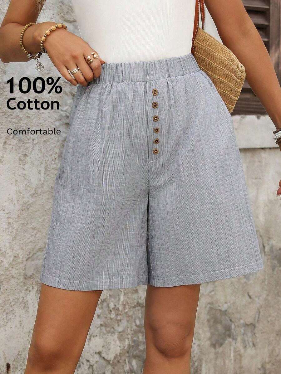 Shorts casuales y de uso diario para mujer - Blanco y Negro - Ver 1