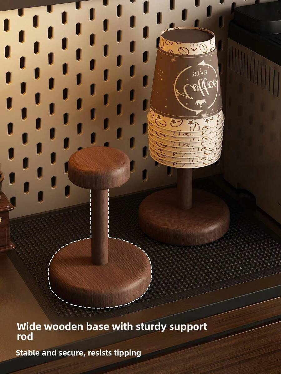 2pcs Disposable Paper Cup Storage Rack Double Groove Wrought Iron Solid Wood Cup Holder Bar Counter Desktop Coffee Cup Organizer For Household Kitchen Countertop, Coffee Corner, Coffee Shop, Milk Tea Shop, Office Pantry Storage