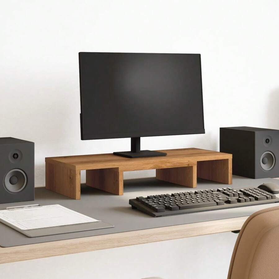 Soporte ajustable para monitor vidaXL en roble, 60 x 24 x 10,5 cm, tablero de partículas. - Multicolor - Ver 1