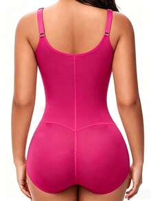 Jumpsuit Pengontrol Perut Kompresi Tinggi untuk Wanita - Rose Red - View 4