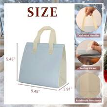12 bolsas de almuerzo aisladas desechables bolsas térmicas para llevar para entrega de alimentos fiestas bebidas picnic día festivo azul claro y marfil - Azul claro y marfil - Ver 7