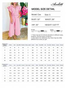 Acelitt Setelan Atasan Crop Top Rajut Warna Polos dengan Lengan Ruffle dan Resleting serta Celana Panjang Lebar untuk Musim Panas, Kasual untuk di Rumah dan Luar Ruangan, Warna Pink Elegan - Berwarna merah muda - View 4