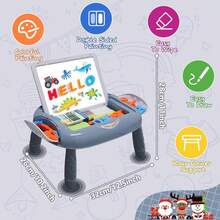 Double-Sided Doodle Board Toy, Magnetic Drawing Board For Kids, Includes Educational Tools And Drawing Accessories, Portable, Space-Saving Design, A Perfect Gift For Boys And Girls (Christmas, Easter, Children's Day, And Birthdays) - Grey - View 4