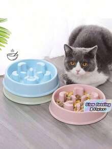 Portable Plastic Slow Feeder Eat Slow Cat Dog Bowl Puppy Kitten Feeding Food Dish Pets Slowly Puzzle Feeders Anti Choke Bowl - Nhiều màu - Xem 12